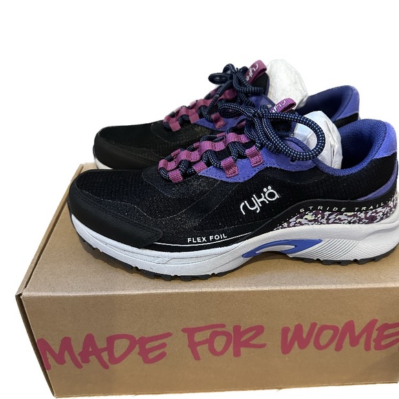 Ryka Shoes - Ryka Water-Repellent Stride Trail Black Outdoor Sneakers - 7